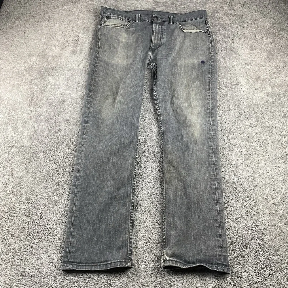 Levis 511 Slim Straight Jeans Mens 34x27 Gray Mid Rise